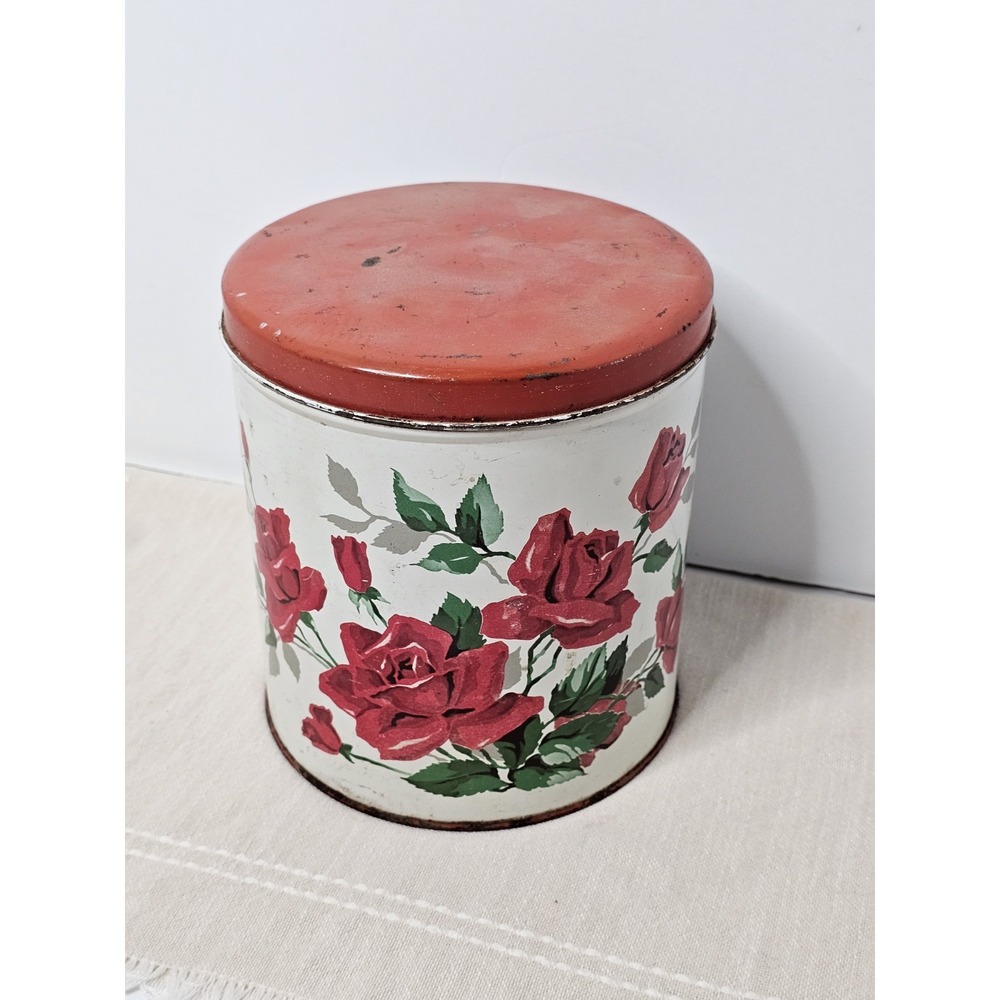 Vintage Red Rose Decorative Tin